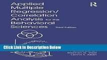 [Get] Applied Multiple Regression/Correlation Analysis for the Behavioral Sciences, 3rd Edition