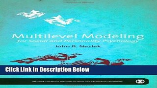 [Best] Multilevel Modeling for Social and Personality Psychology (The SAGE Library of Methods in