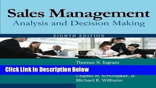 [Fresh] Sales Management: Analysis and Decision Making New Books