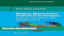 [Best] Modern Multivariate Statistical Techniques: Regression, Classification, and Manifold