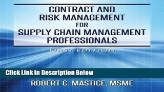 [Best] Contract and Risk Management for Supply Chain Management Professionals Online Ebook