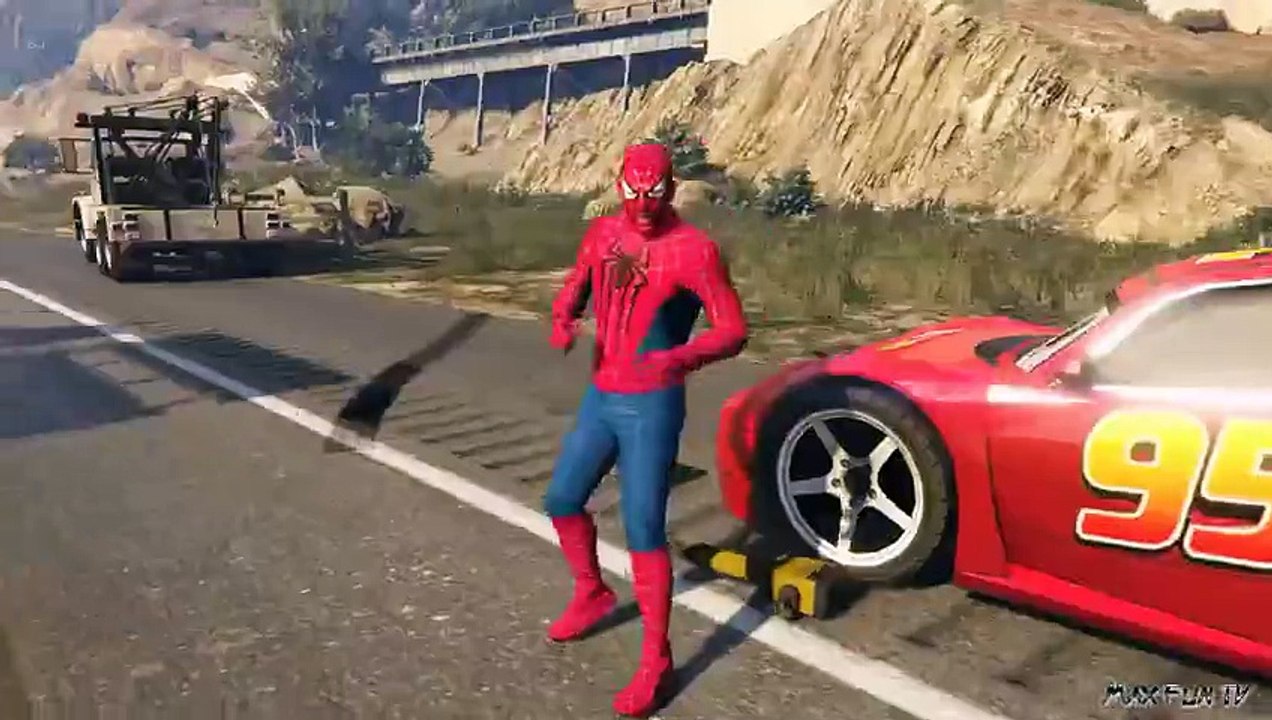 SPIDER-MAN rescued Lightning McQueen CAR & SPIDER-MAN PHOTOGRAPHY - 3D Rhymes For Children