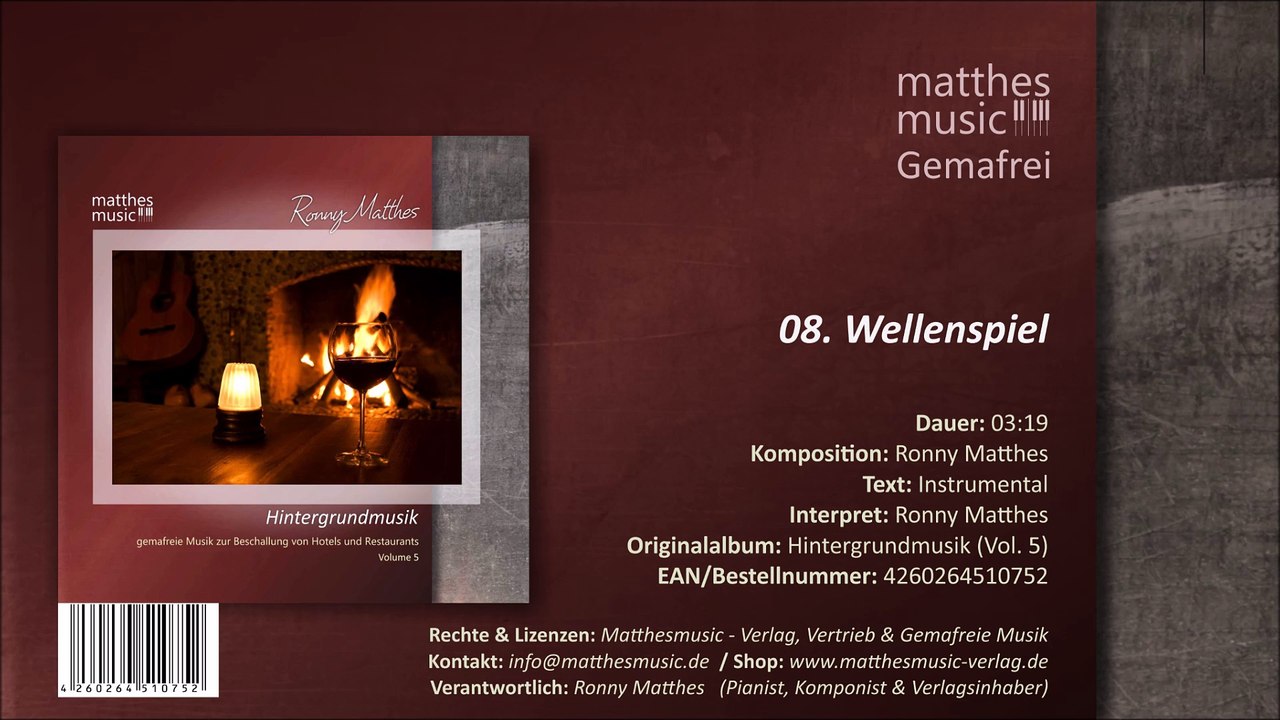 Wellenspiel - Gemafreie Klaviermusik (08/11) - CD: Hintergrundmusik zur Beschallung (Vol. 5) - Royalty Free Piano music