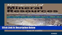 [Best] Management of Mineral Resources: Creating Value in the Mining Business Online Ebook