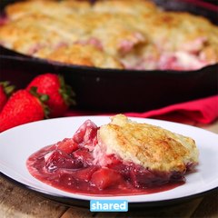 Strawberries and Cream Skillet Cobbler