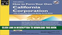 Collection Book How to Form Your Own California Corporation with CDROM