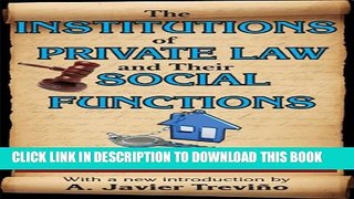 New Book The Institutions of Private Law and Their Social Functions