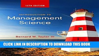 New Book Introduction to Management Science (12th Edition)