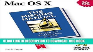 New Book Mac OS X: The Missing Manual