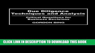 Collection Book Due Diligence Techniques and Analysis: Critical Questions for Business Decisions