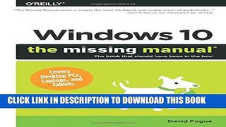 New Book Windows 10: The Missing Manual