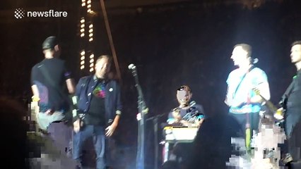 James Corden joins Coldplay on stage for Prince tribute