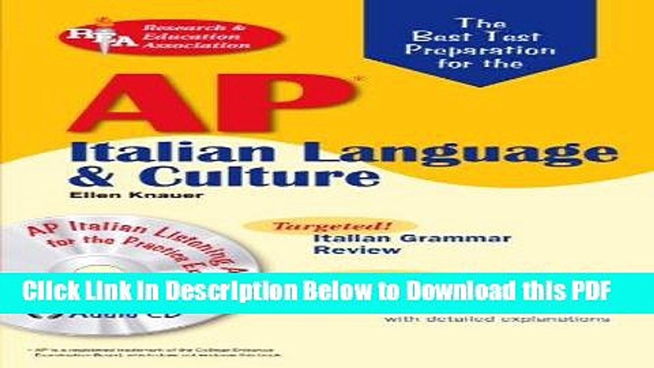[Read] AP Italian Language and Culture w/ Audio CDs (Advanced Placement (AP) Test Preparation)