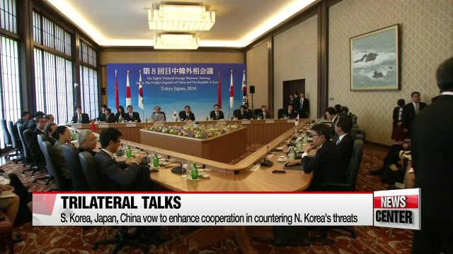 S. Korea, Japan, China vow to enhance cooperation in countering N. Korea's threats