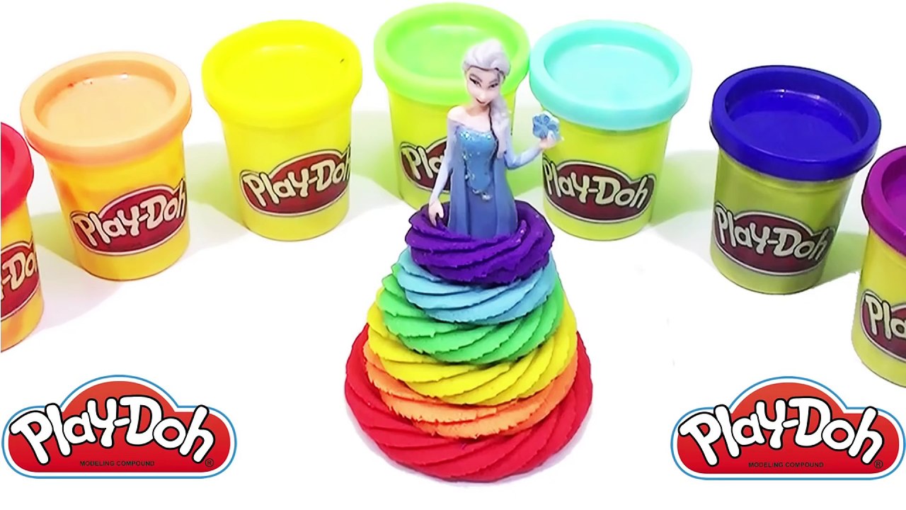 Play doh rainbow dress for elsa frozen toys