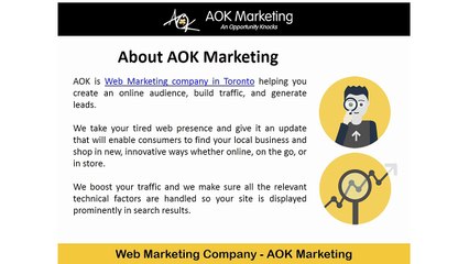 Web Marketing Company in Toronto - AOK Marketing