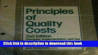 Read Principles of Quality Costs  Ebook Free