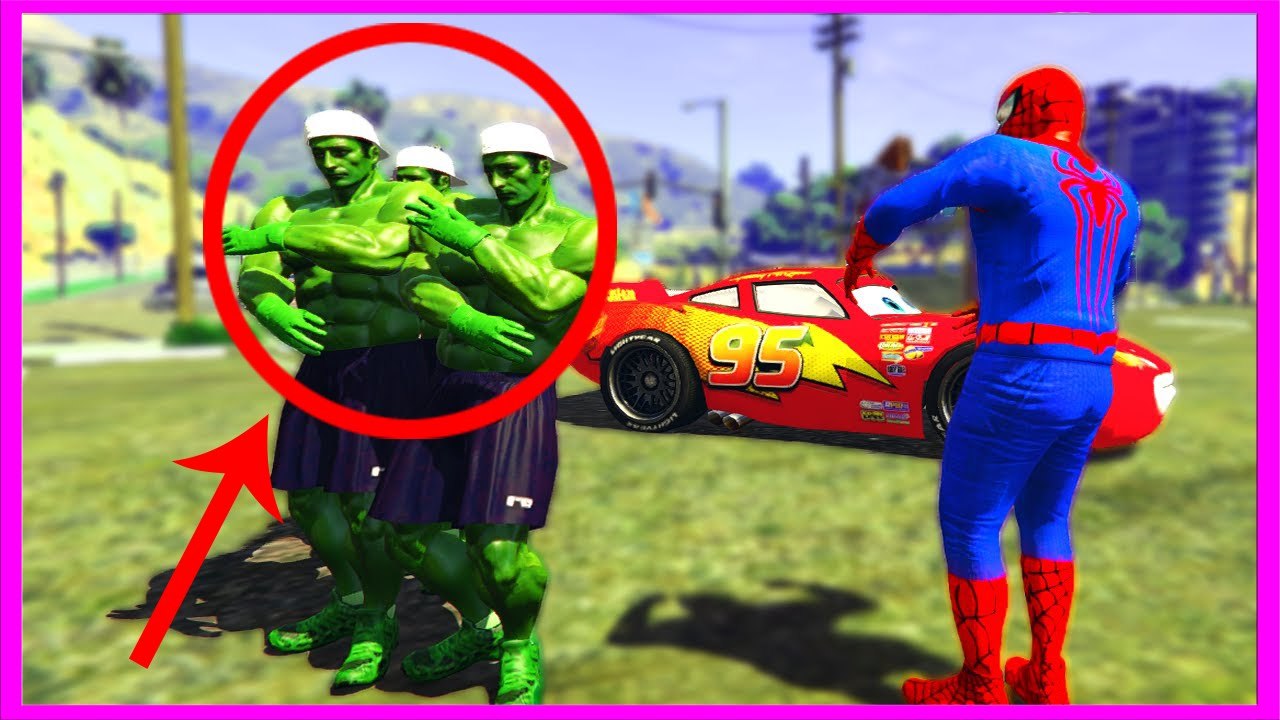 Cartoon Spiderman and HULK Dance + Lightning McQueen Drive, New USA MONSTER TRUCK! Kids Songs