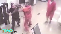 Jail fight: Inmate saves corrections officer from getting his butt whooped - TomoNews