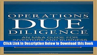 [Reads] Operations Due Diligence:  An M A Guide for Investors and Business Free Books
