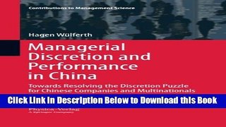 [Best] Managerial Discretion and Performance in China: Towards Resolving the Discretion Puzzle for