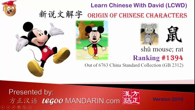 Origin of Chinese Characters - 1394 鼠 mouse, rat - Learn Chinese with Flash Cards