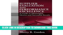 [Download] Supplier Evaluation   Performance Excellence Hardcover Collection