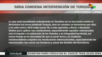 Cancillería siria condena intervención militar de Turquía