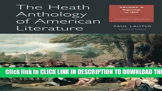 New Book The Heath Anthology of American Literature: Volume A (Heath Anthology of American