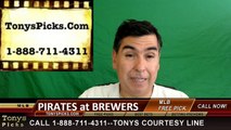 Milwaukee Brewers vs. Pittsburgh Pirates Free Pick Prediction MLB Baseball Odds Series Preview
