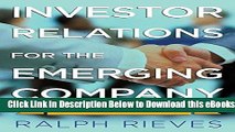 [Reads] Investor Relations For the Emerging Company Online Ebook