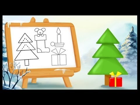 Apprendre à dessiner sur le thème de Noël - Le sapin, les cadeaux, les chaussettes de Noël