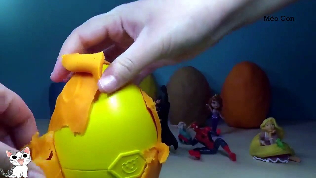 Bóc trứng đất nặn Play-doh, người nhện, công chúa tóc mây, người dơi, nàng tiên tinker bell