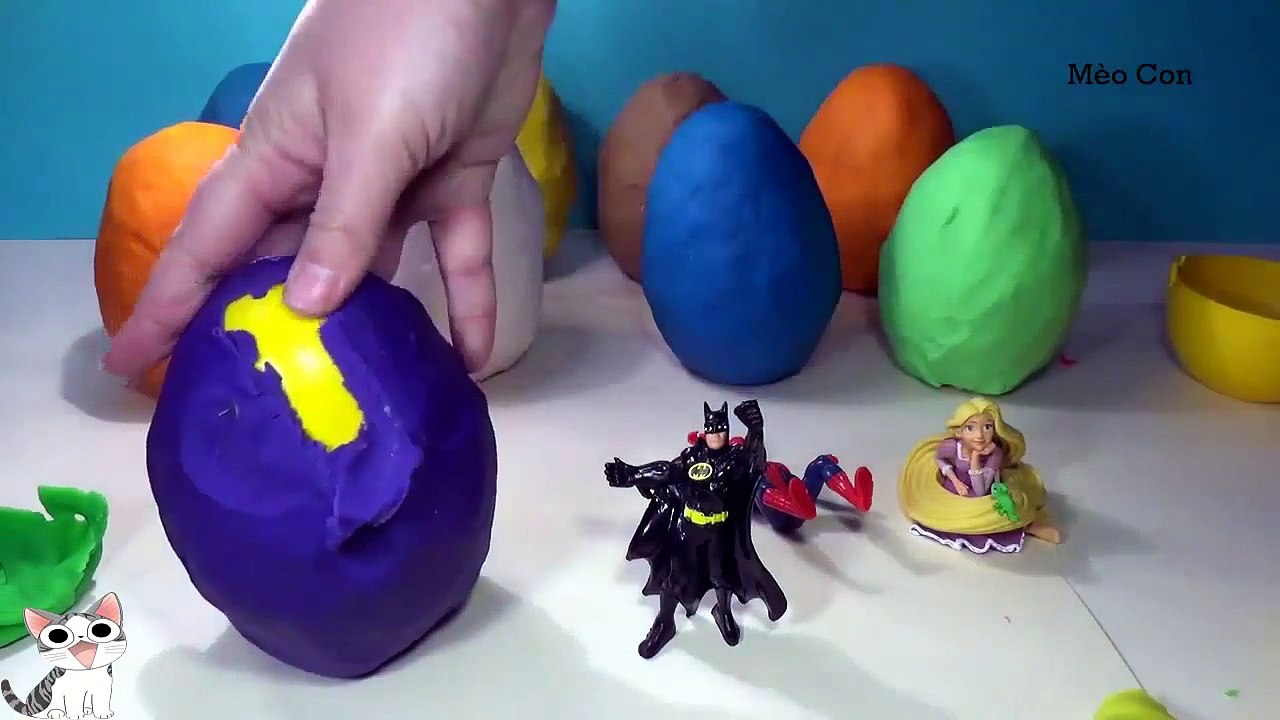 Bóc trứng đất nặn Play-doh, người nhện, công chúa tóc mây, người dơi, nàng tiên tinker bell