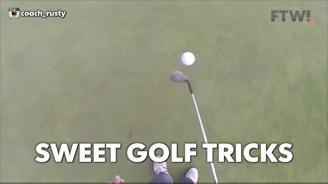 Coach shows off some insane golf trick shots