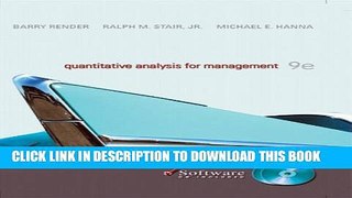 New Book Quantitative Analysis for Management with CD with CD (Audio)