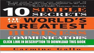 New Book 10 Simple Secrets of the World s Greatest Business Communicators