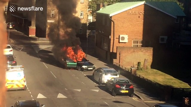 Car explodes in Hoxton, London