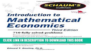 Collection Book Schaum s Outline of Introduction to Mathematical Economics, 3rd Edition (Schaum s