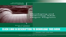 New Book Developing and Delivering Adult Degree Programs: New Directions for Adult and Continuing