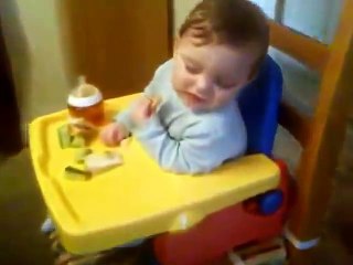 Funny baby eating and sleeping