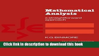 Read Mathematical Analysis: A Straightforward Approach, 2nd Edition  PDF Online