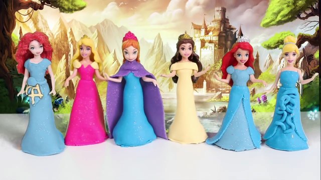Disney Princess MagiClip Collection Princesses Play Doh Dresses Magic-Clip Dolls Videos Princesas