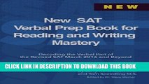 Collection Book New SAT Verbal Prep Book for Reading and Writing Mastery: Decoding the Verbal Part