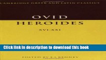 Read Ovid: Heroides XVI-XXI (Cambridge Greek and Latin Classics)  Ebook Online