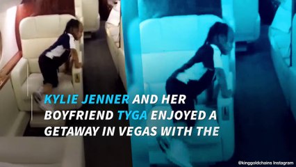 Kylie Jenner and Tyga fly to Vegas with the rapper's 3 year-old son, King Cairo