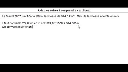 5ème La proportionnalité Conversion de vitesses