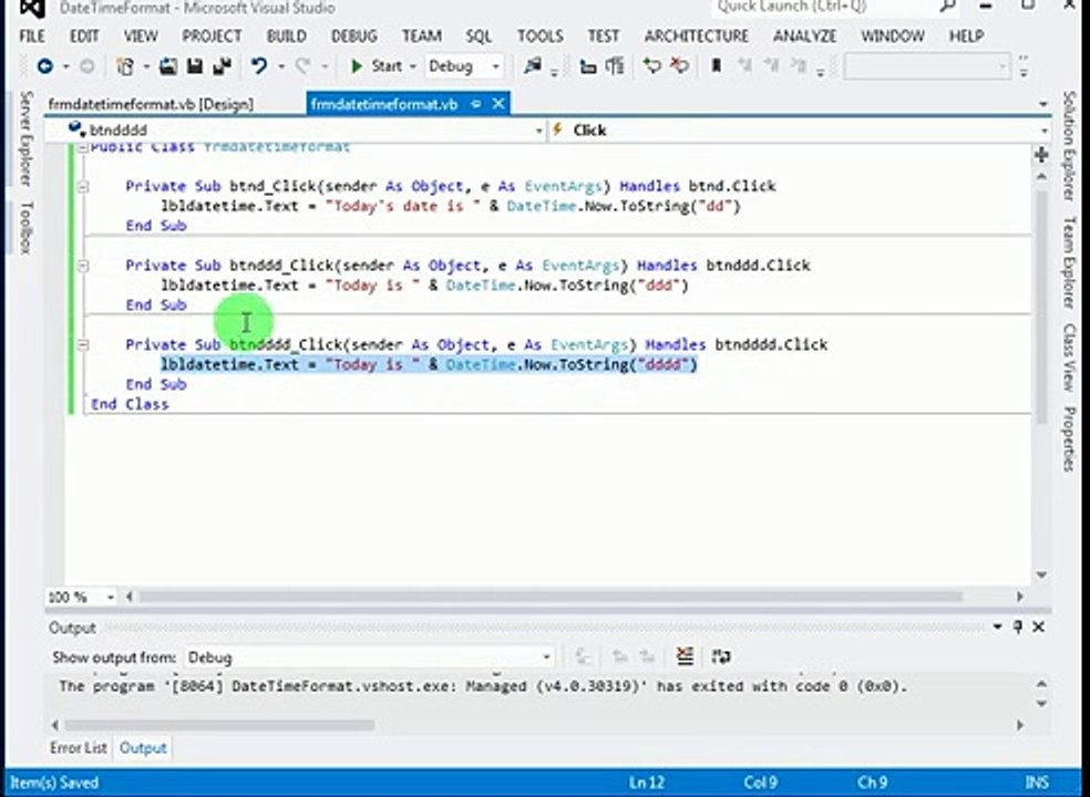 Date Time Format in VB.NET