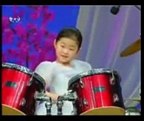 Funny North Korean Kids Playing Drums