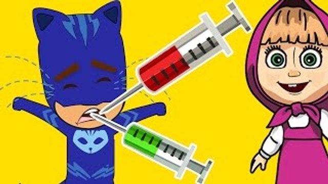 Masha And The Bear with PJ Masks Catboy Gekko Owlette Crying in Doctor - Masha And The Bea